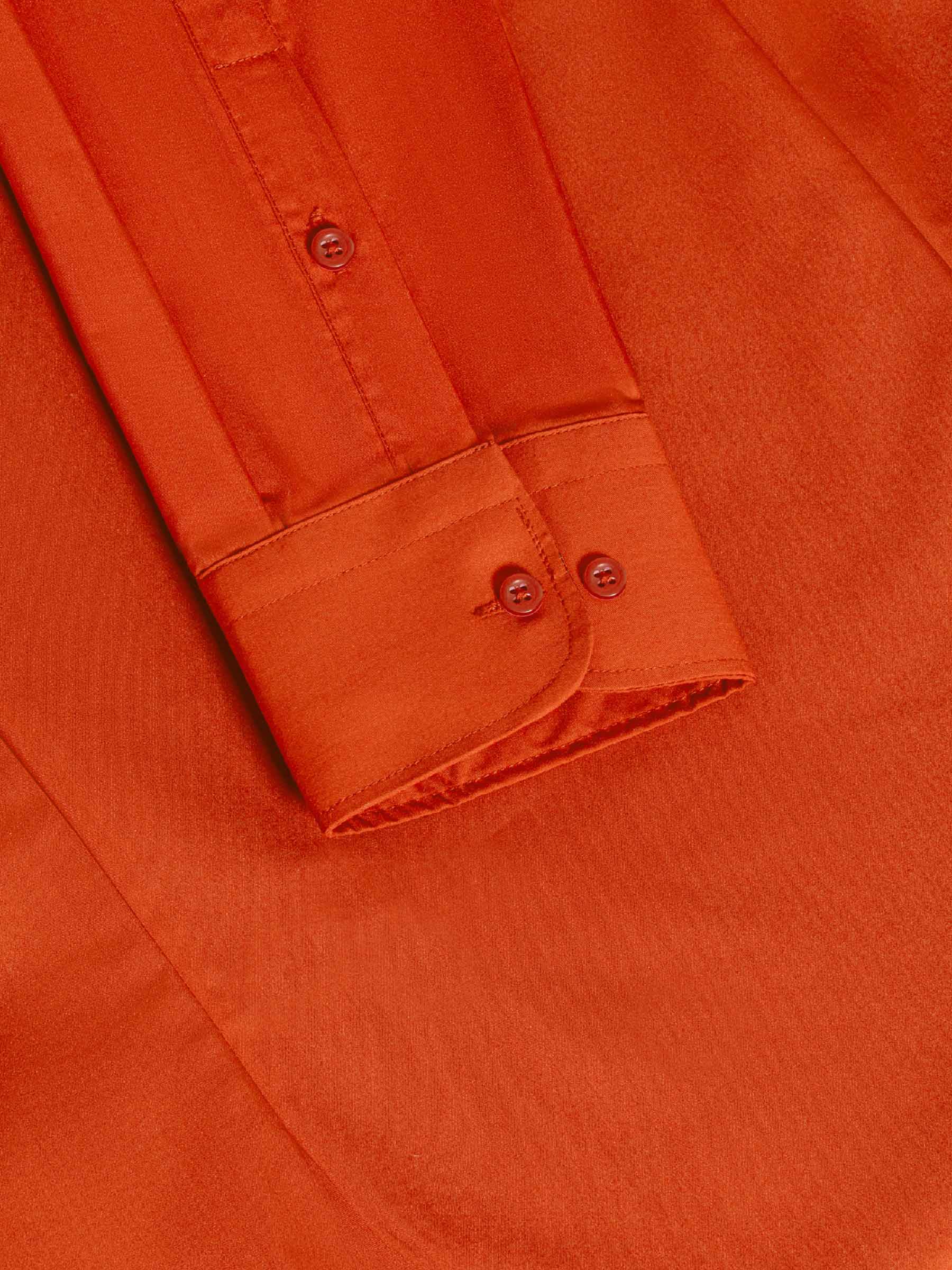 Leira Solid Dark Orange Overhemd Lange Mouw